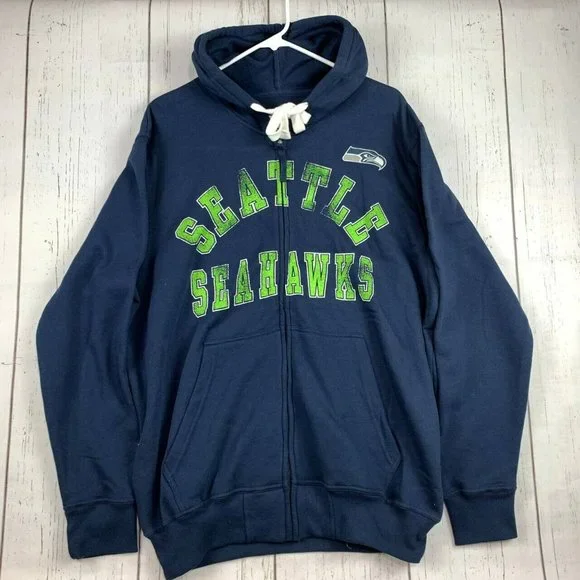 Seattle Seahawks NFL Large G-III Blue Sweatshirt Hoodie Full Zip New Adult Mens - Picture 1 of 10